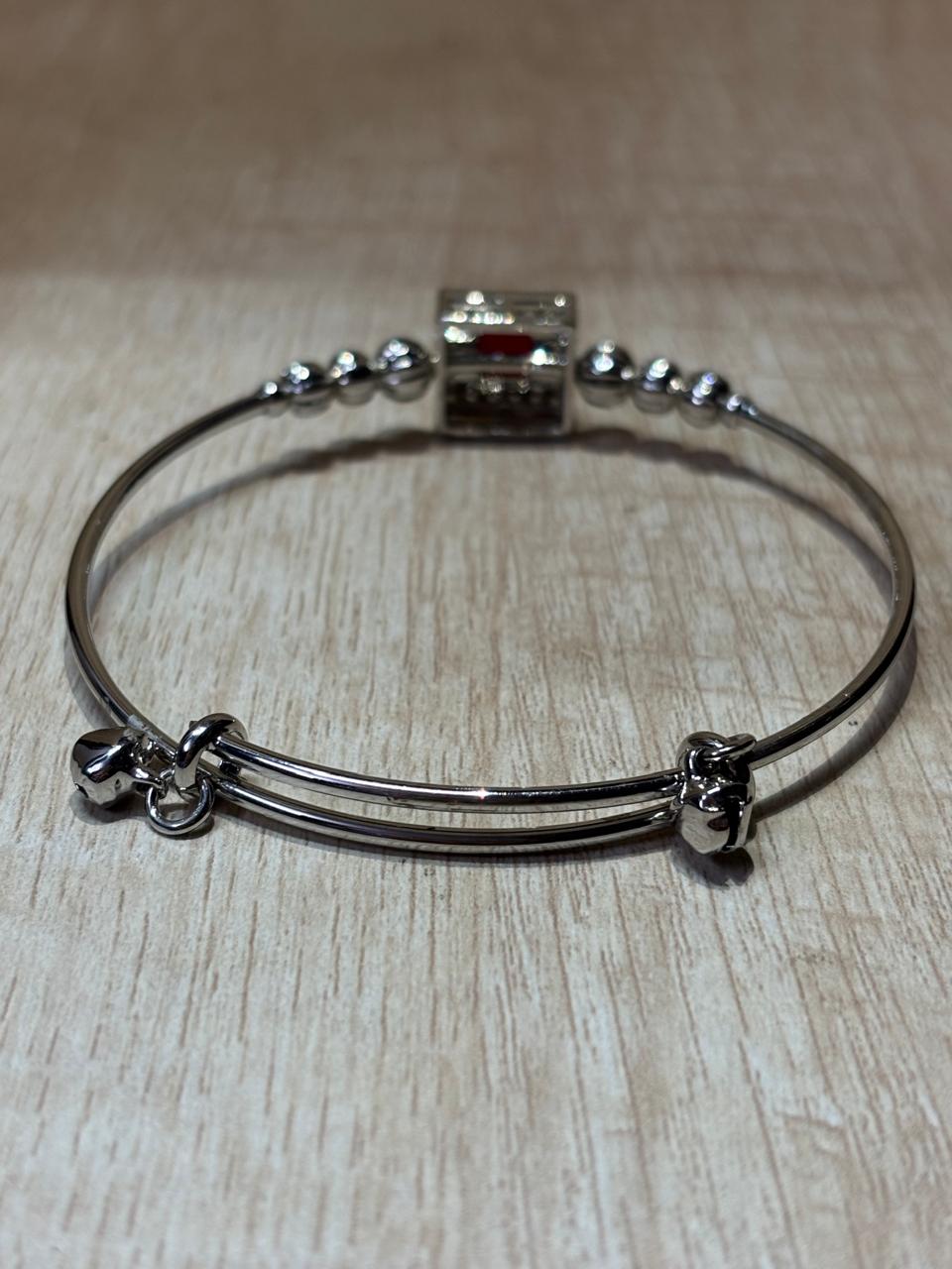 Anti tarnish silver plated red stone adjustable bracelet
