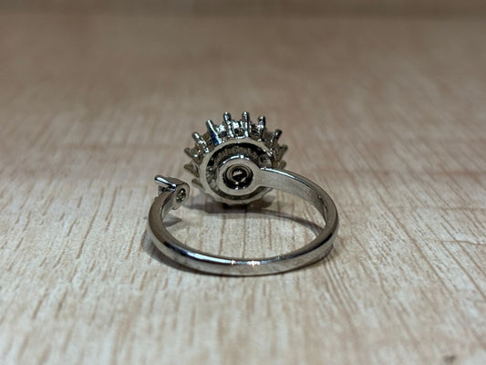 American diamond silver rotational ring