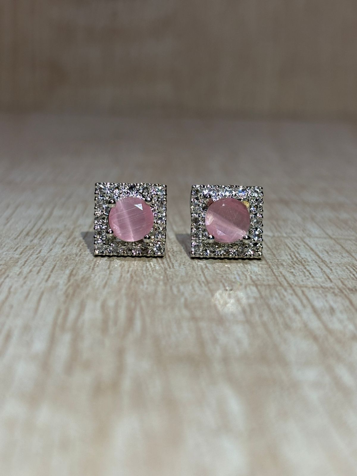 American diamond square shape studs