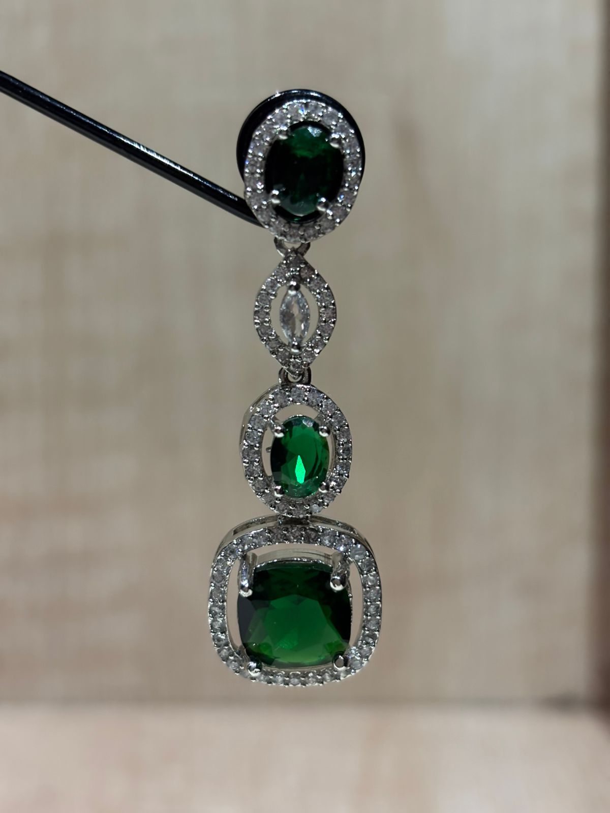 Styles American diamond stone silver plated earrings