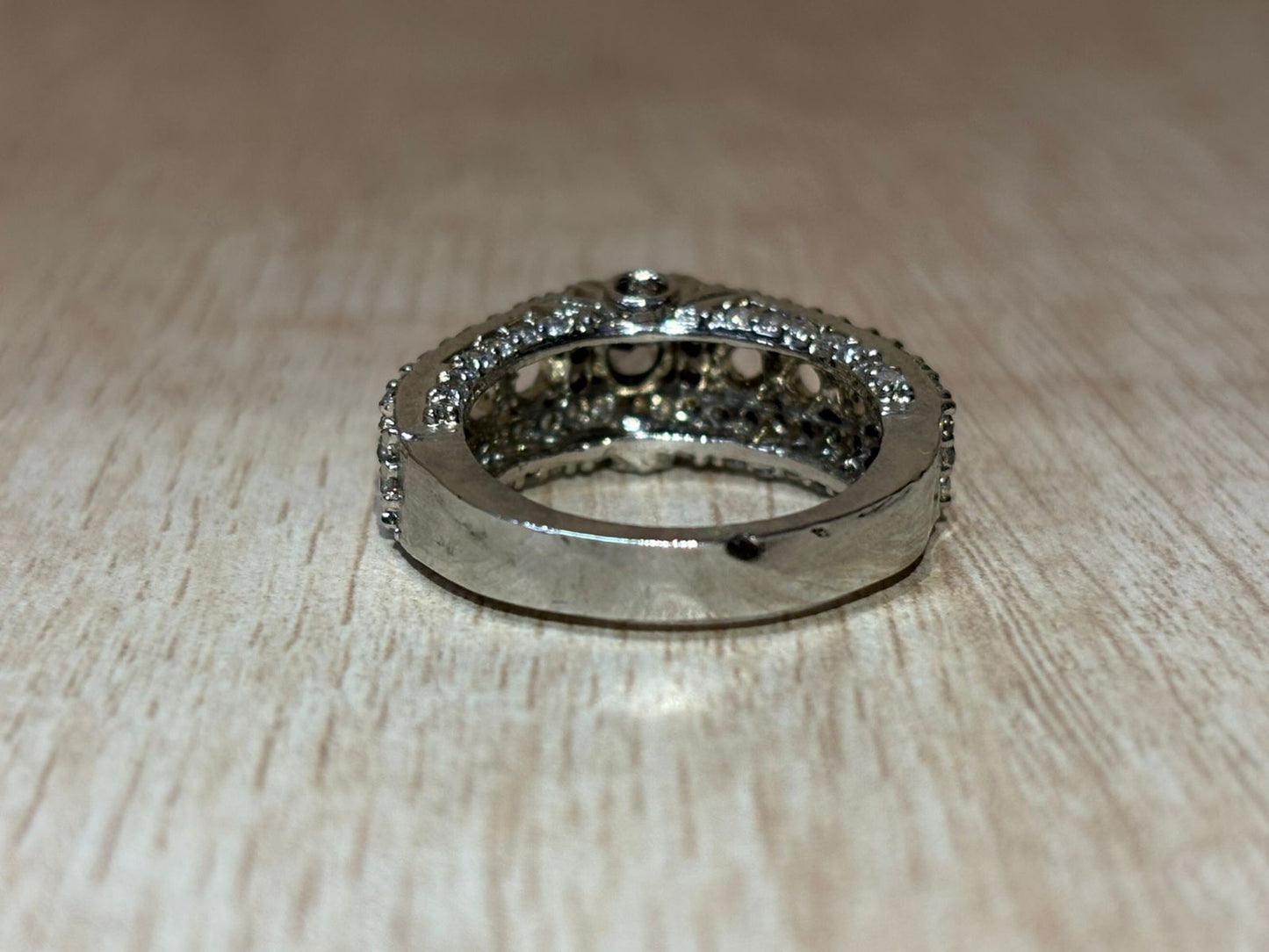 White American diamond silver ring