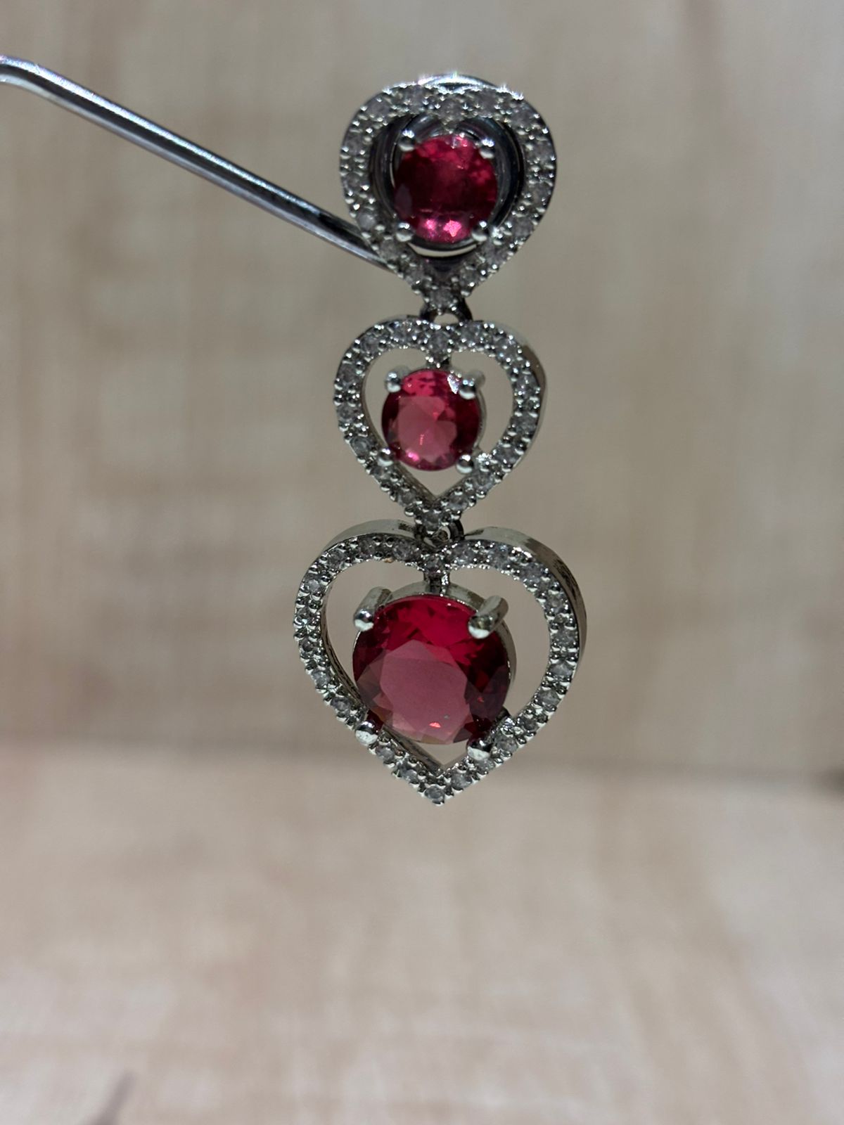 Beautiful American diamond silver plated heart shape earings