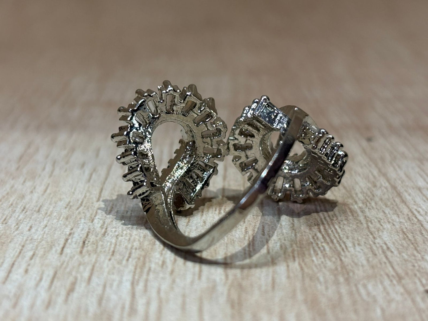 American diamond silver designer ring