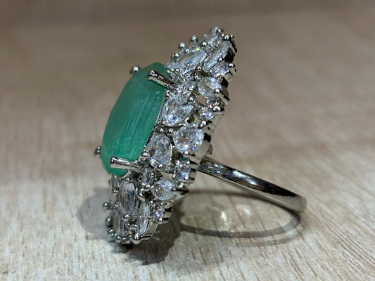 American diamond silver charming ring