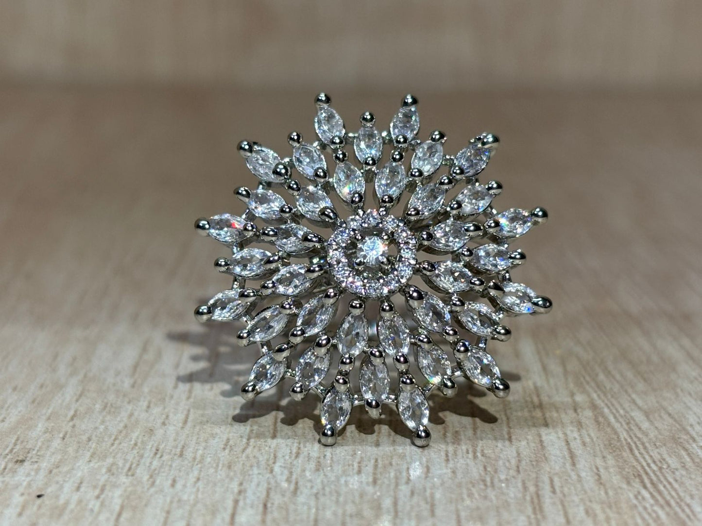 American diamond silver ring
