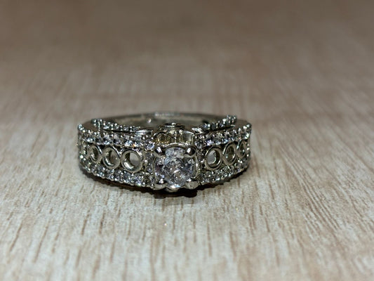 White American diamond silver ring