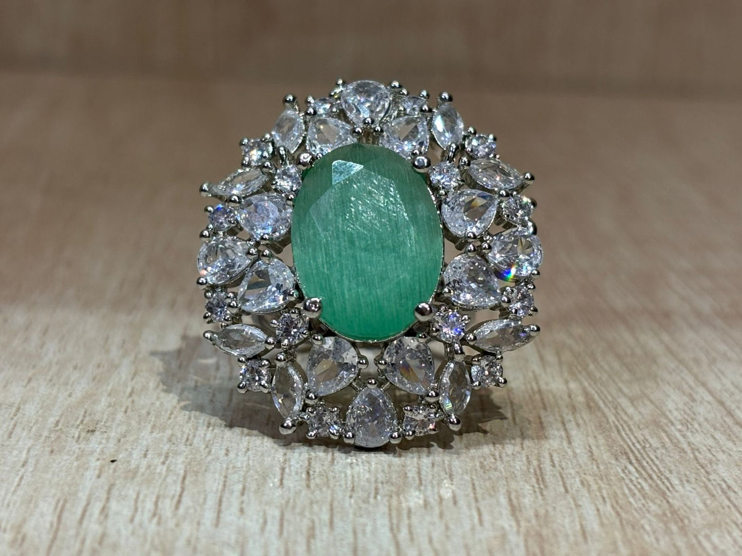 American diamond silver charming ring