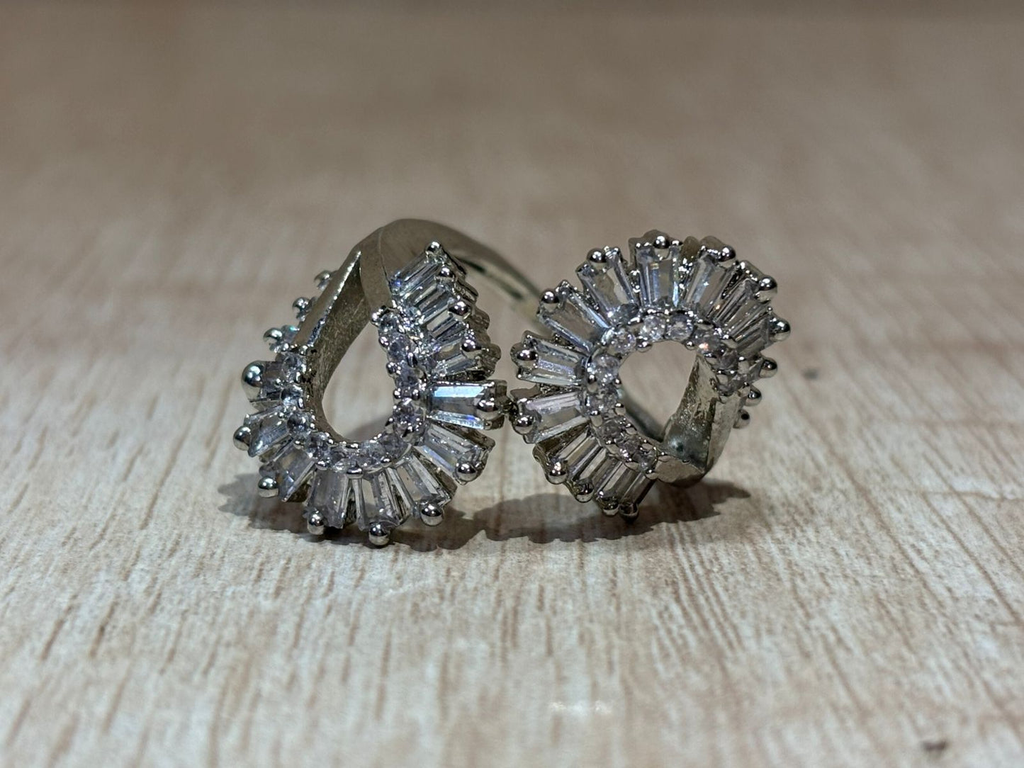 American diamond silver designer ring