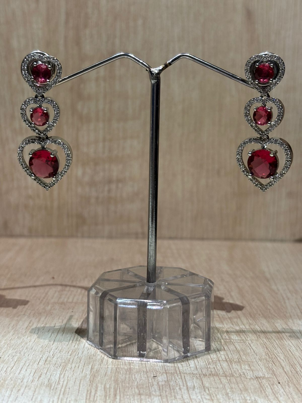 Beautiful American diamond silver plated heart shape  earings