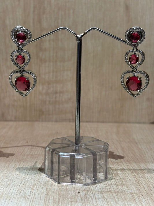 Beautiful American diamond silver plated heart shape  earings