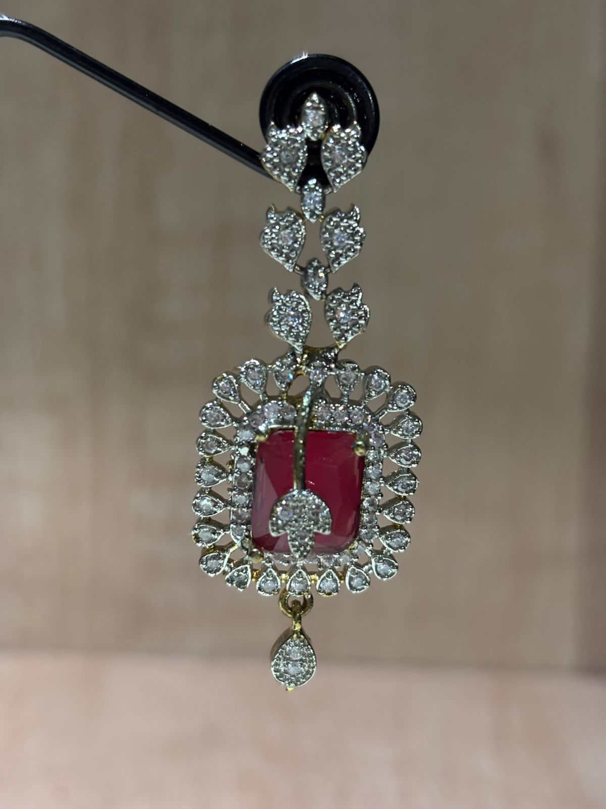 Classic American diamond gold plated earrings with mattal