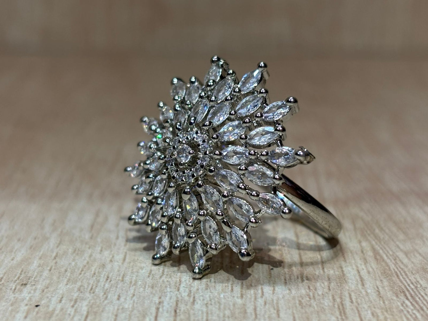 American diamond silver ring