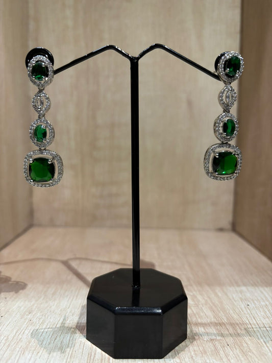 Styles American diamond stone silver plated earrings