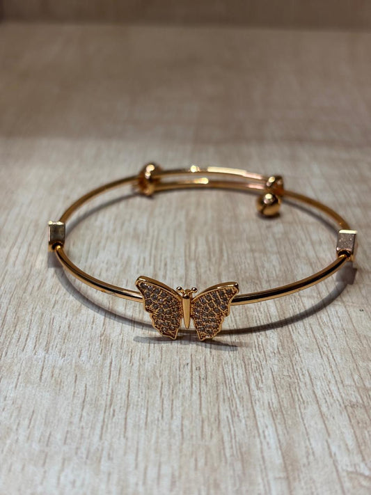 Anti tarnish rose gold plated stainless steel adjustable butterfly bracelet