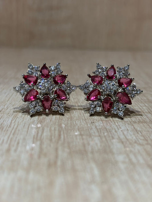 Designer American diamond silver plated studs
