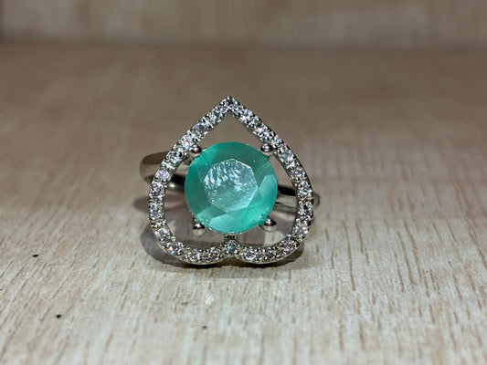 American diamond heart shape ring