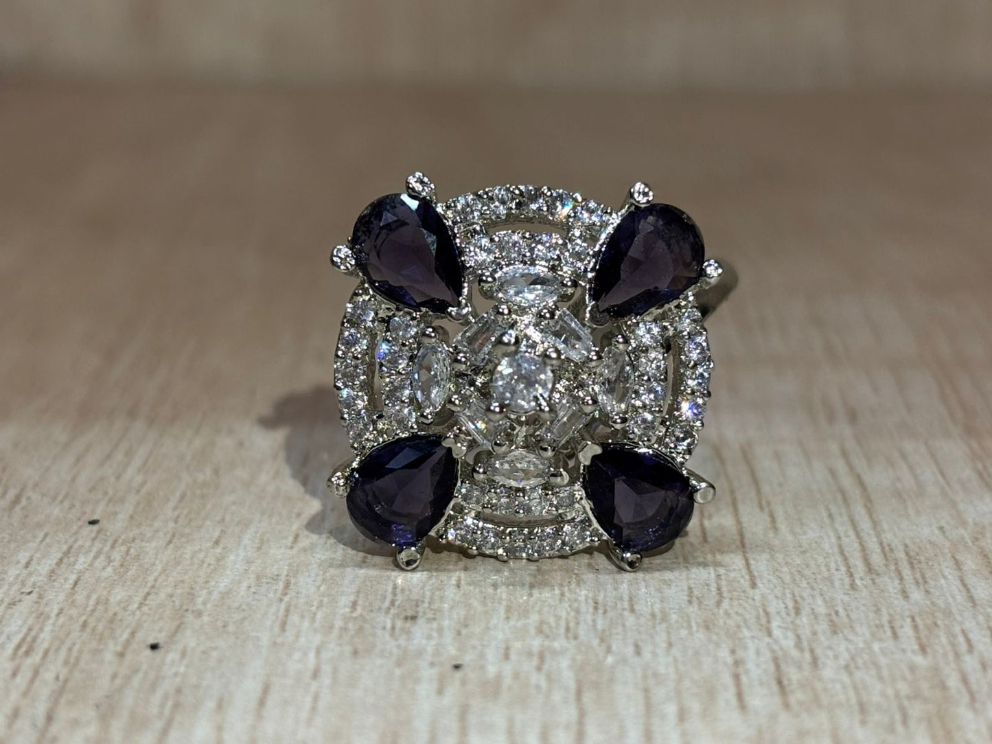 American diamond silver ring