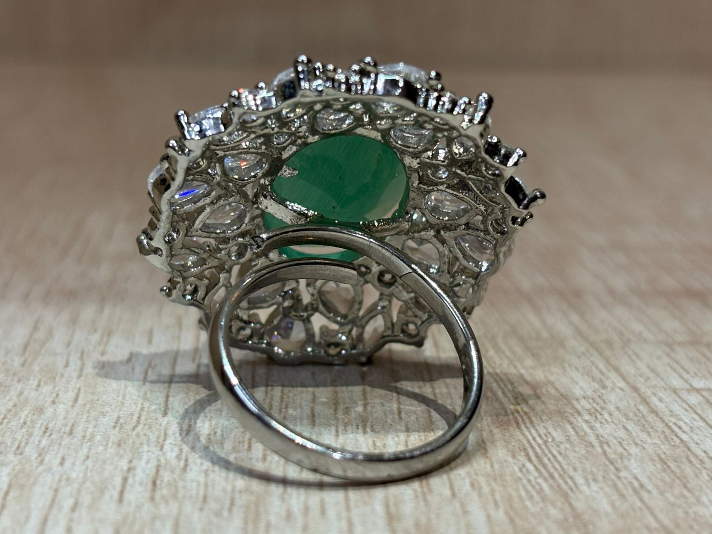 American diamond silver charming ring