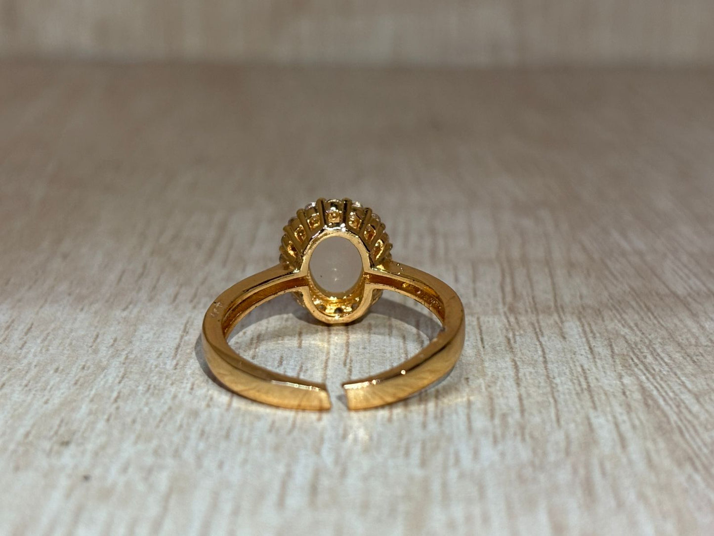 American diamond light pink golden ring