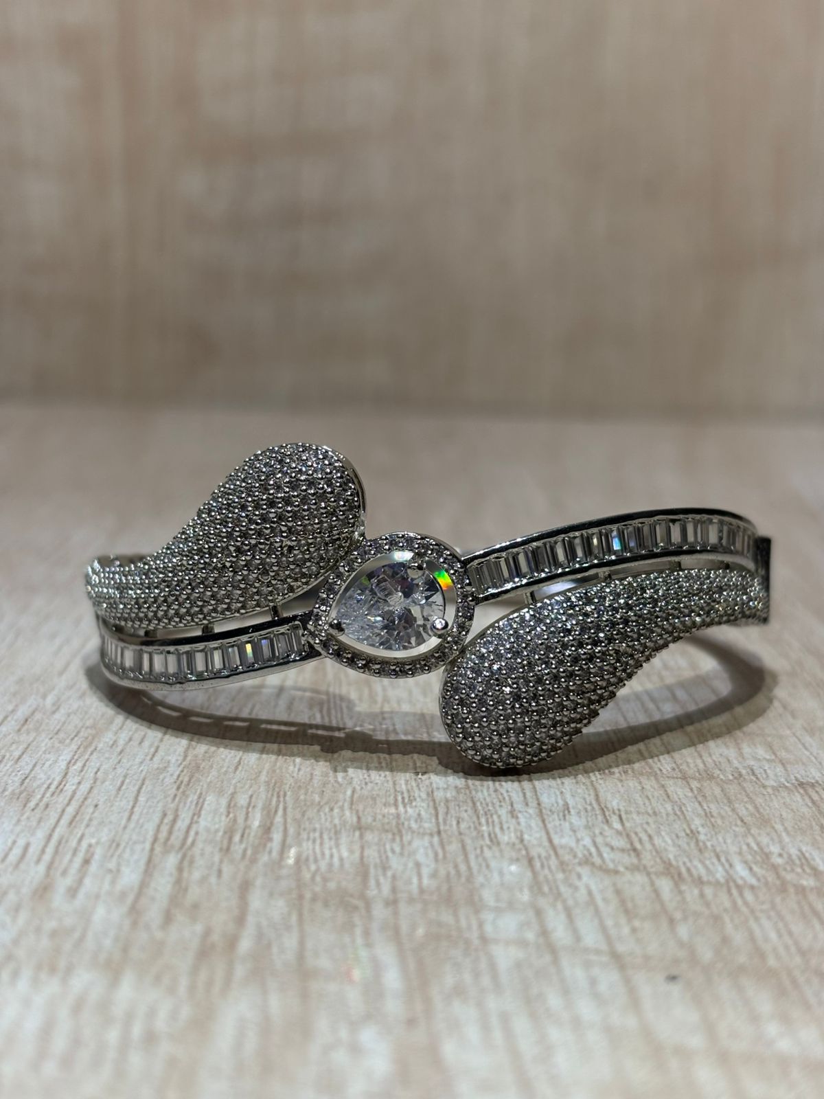 Stylish American diamond silver plated bracelet